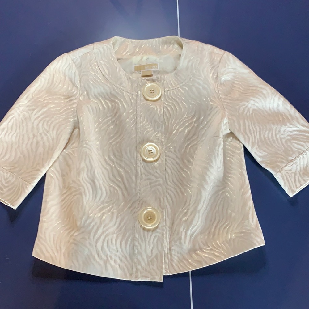 Michael Kors Cream Zebra Print Jacket